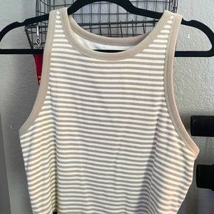 AERIE offline striped brown and white racer back tank top